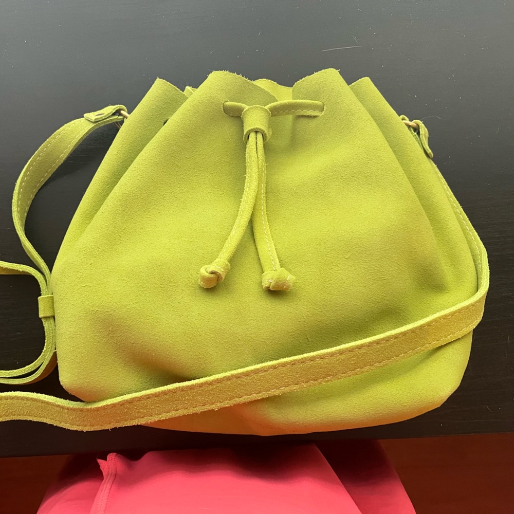Portland Leather Lime Suede Bucket Bag